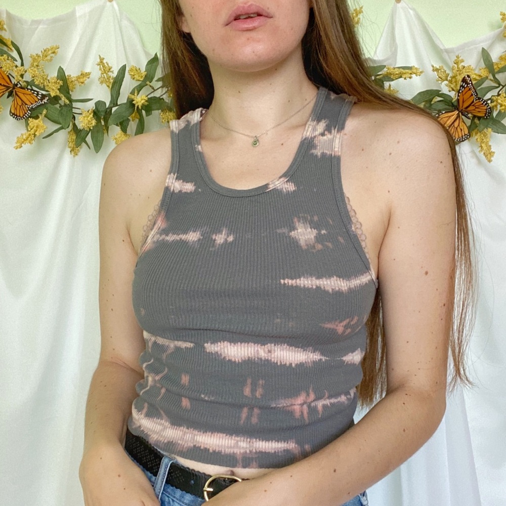 SOLD Hand Bleach Dyed Cut Off Ribbed Tank Top - Picture 6 of 14